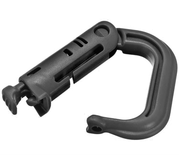 tactical carabiner clip with molle webbing attachment