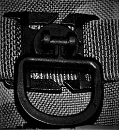 360-degree swivel D-ring for molle webbing attachment