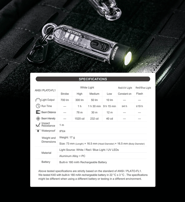 Molle Shop Australia  K40 Multi-light Source Keychain Flashlight K40 Multi-light Source Keychain Flashlight