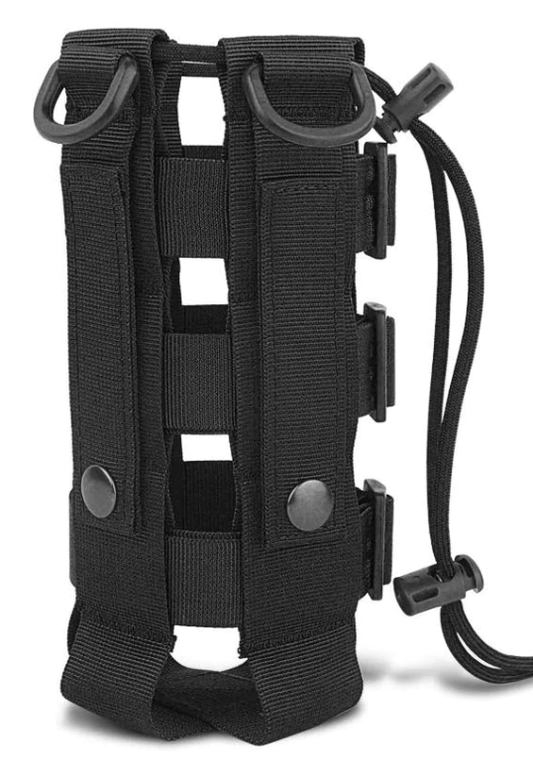 Water bottle carrier with molle webbing attachment system
