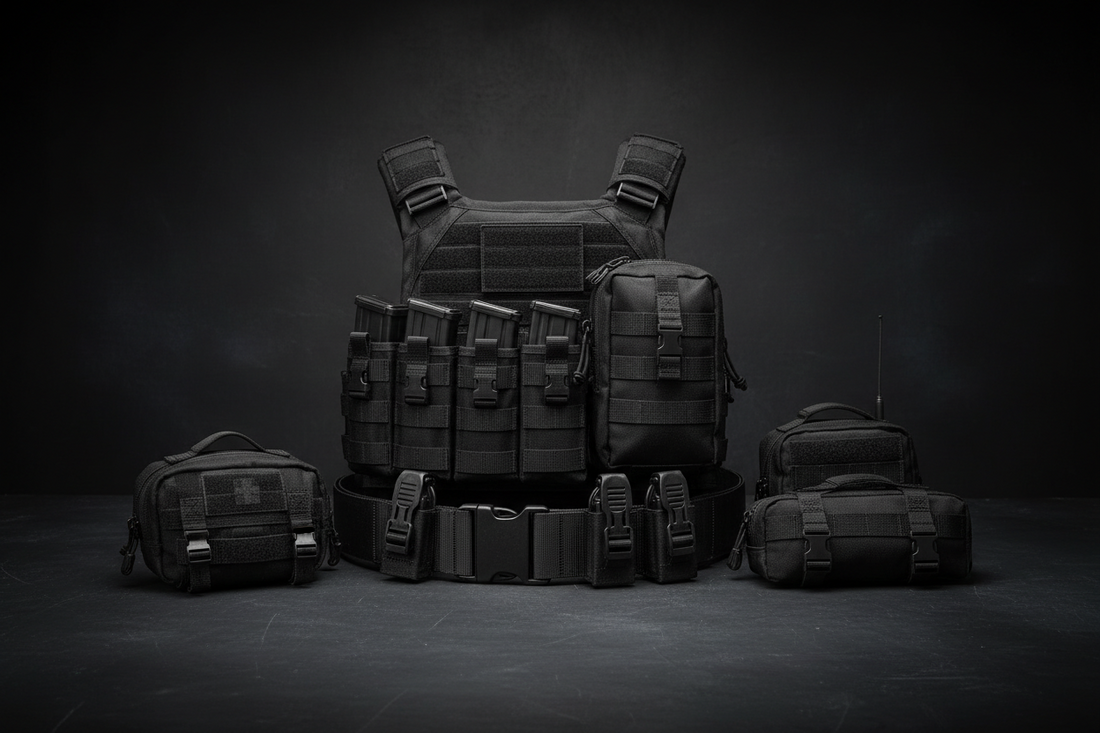 molle pouches black for vest and belt