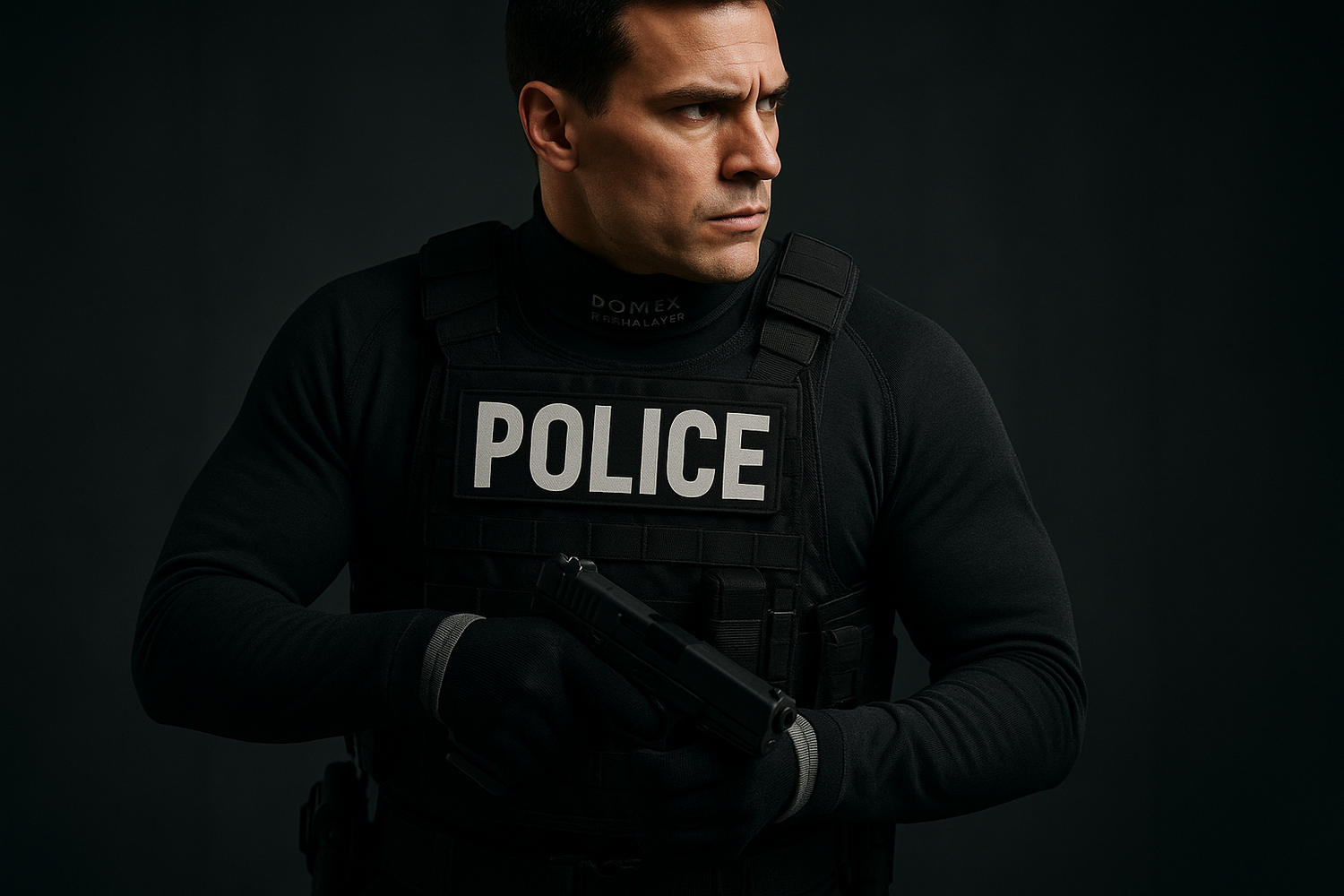 Domex Thermalayer long sleeve thermal base layer top for men in black - tactical law enforcement apparel