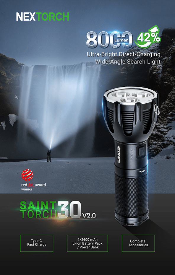 Molle Shop Australia Nextorch Saint Torch 30 V2.0 Ultra-Bright Flashlight Nextorch Saint Torch 30 V2.0 Ultra-Bright Flashlight